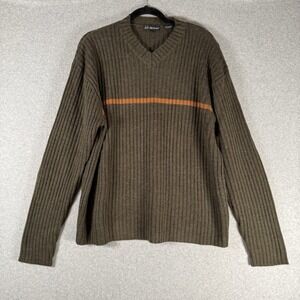 Vintage Eclipse wool sweater mens large brown stripe Y2K Skater ribbed